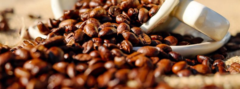 Coffee beans in coffee cup.