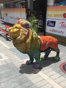 Painted lion sculpture in San Juan Puerto Rico