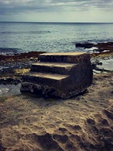 Concrete stairs on beach in Puerto Rico