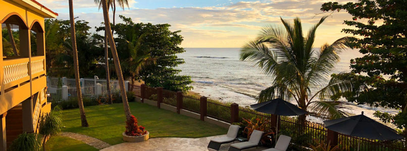 Looking down at pool from balcony of Maria's Villa in PR