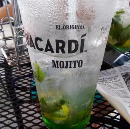 A mojito at a eating establishment in Puerto Rico