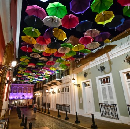 Floating umbrellas in Old San Juan Puerto Rico