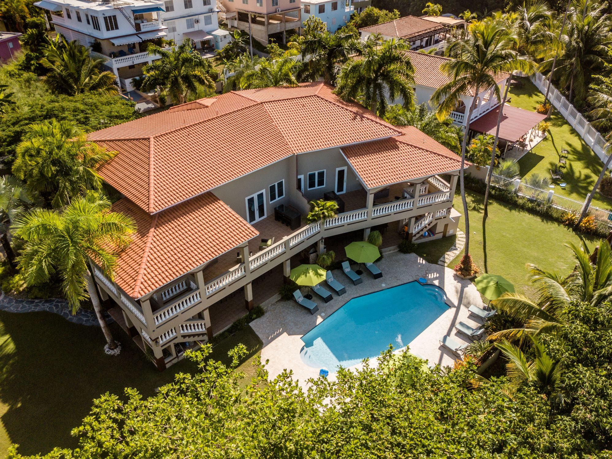 Bird's eye view of Maria's luxury villa in Rincon Puerto Rico.