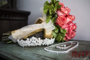 Bride's jewelry and bouquet at Maria's Villa PR