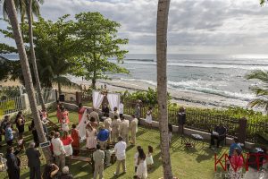 Wedding ceremony on grounds of Maria's Villa, PR