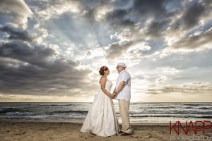 Bride and groom at Maria's Beach, PR