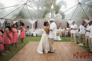Wedding dance under a canopy at Maria's Villa.