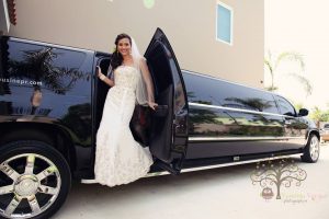 Bride in a limo at Maria's Villa in Rincon PR