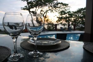 Wine Glasses on Table at Maria's Villa in Rincon PR
