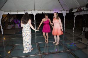 Women dancing at wedding reception, Maria's luxury villa Rincon, PR