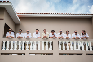 Groomsmen on Balcony at Maria's Villa PR