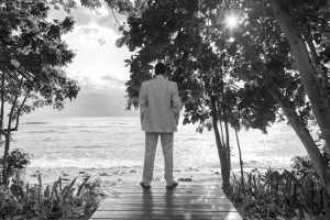 Groom looking out over Maria's Beach PR