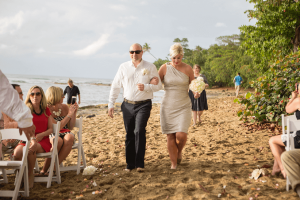 Wedding party couple on beach at Maria's Villa in Puerto Rico