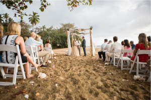 Wedding ceremony on beach at Maria's Villa in Puerto Rico