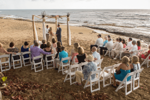Wedding ceremonty on beach at Maria's Villa in Puerto Rico