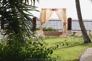 Wedding canopy set up on lawn at Maria's Villa, PR