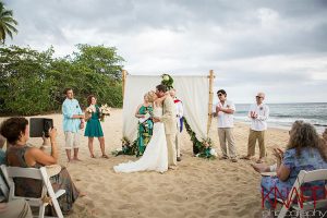 Wedding ceremony at Maria's Beach, Rincon, Puerto Rico