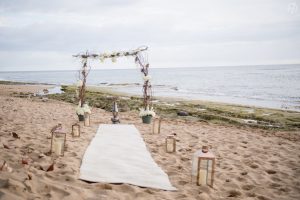 Wedding aisle set up on Maria's Beach